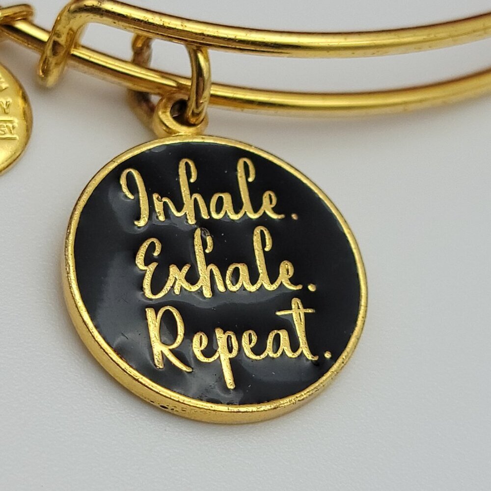 ALEX AND ANI Inhale Exhale Repeat Charm Bracelet Gold Vermeil Expandable 7" - Picture 2 of 5